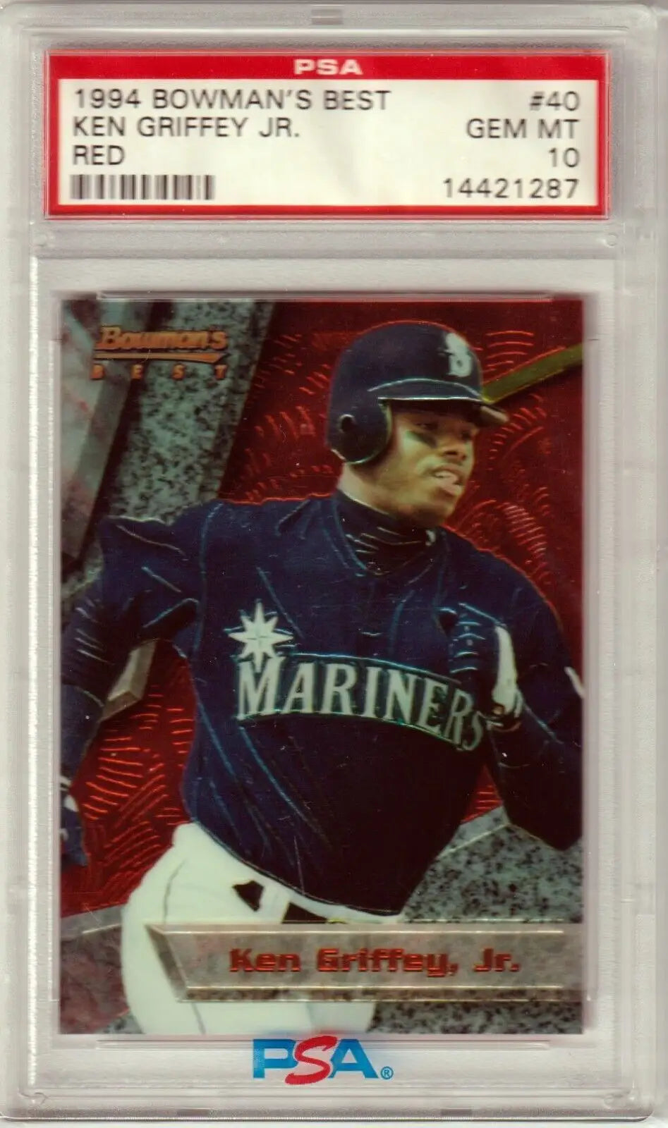 PSA 10 GEM MINT Ken Griffey Jr 1994 Bowman’s Best baseball card Seattle Mariners single card