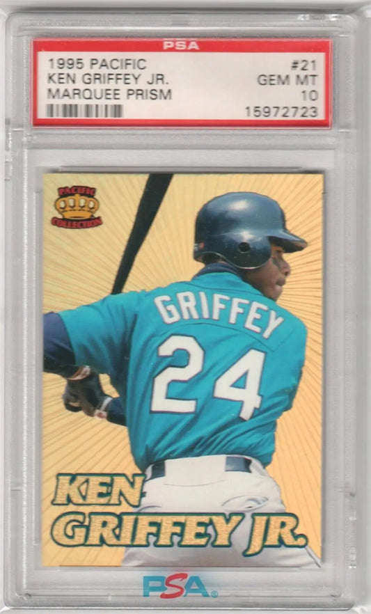 PSA-graded 1995 Pacific Ken Griffey Jr. card in case from Columbia Hobby with box free shipping