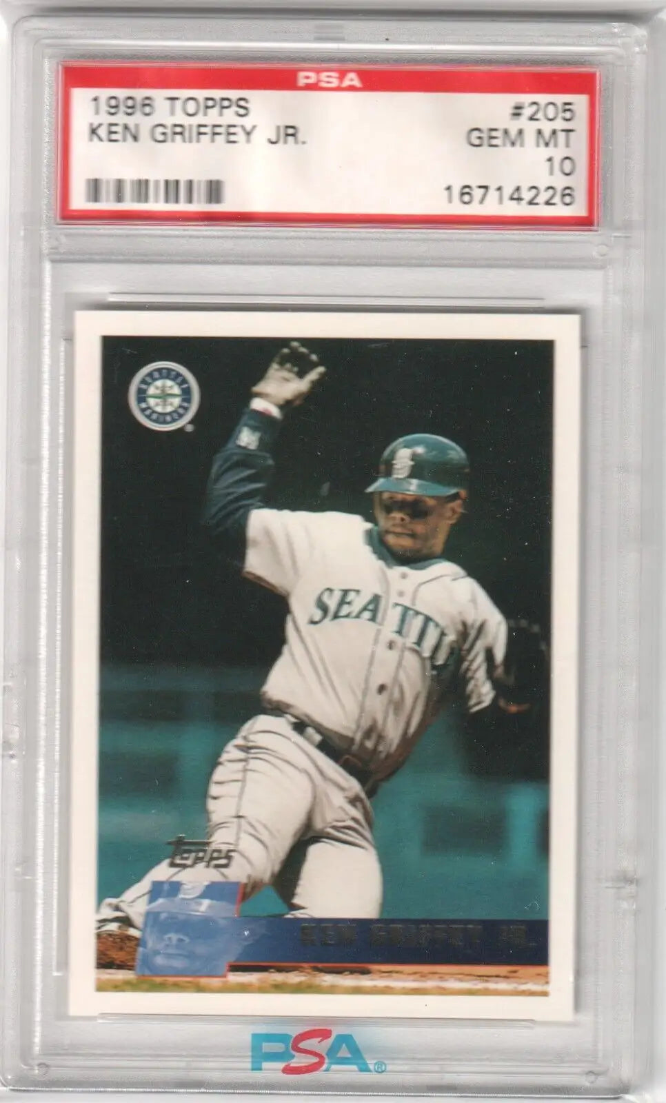 PSA-graded 1996 Topps Ken Griffey Jr. baseball card swinging bat Mariners single cards