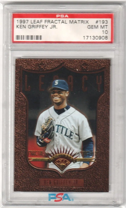 PSA-graded 1997 Leaf Fractal Matrix Ken Griffey Jr card, Seattle Mariners single cards