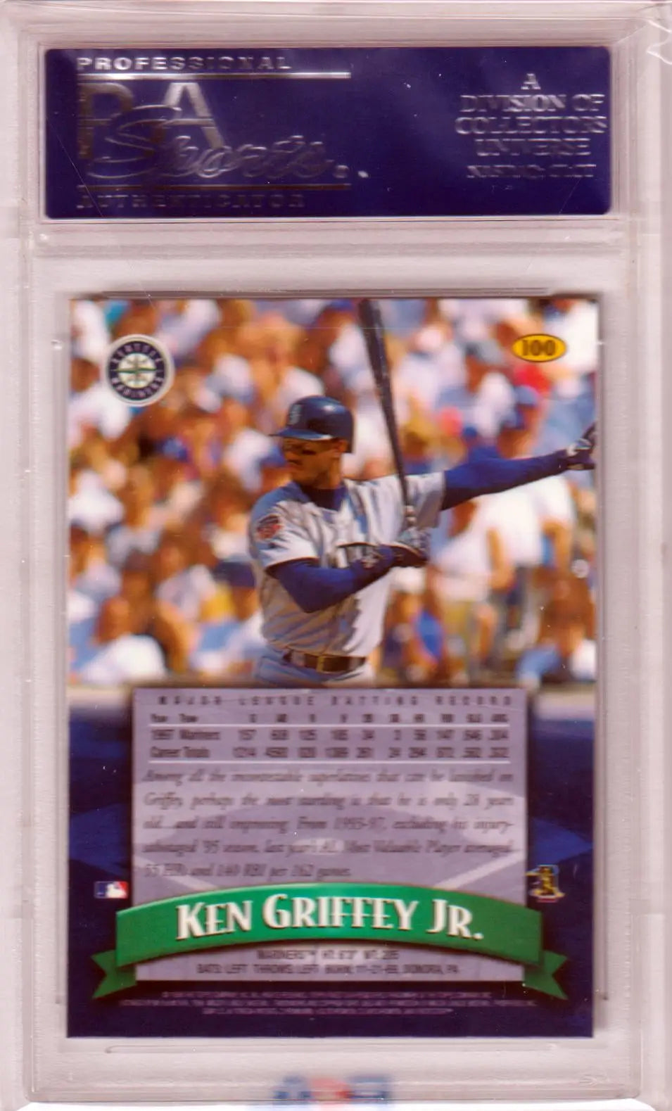 Ken Griffey Jr. 1998 Topps Finest trading card in protective case from Columbia Hobby