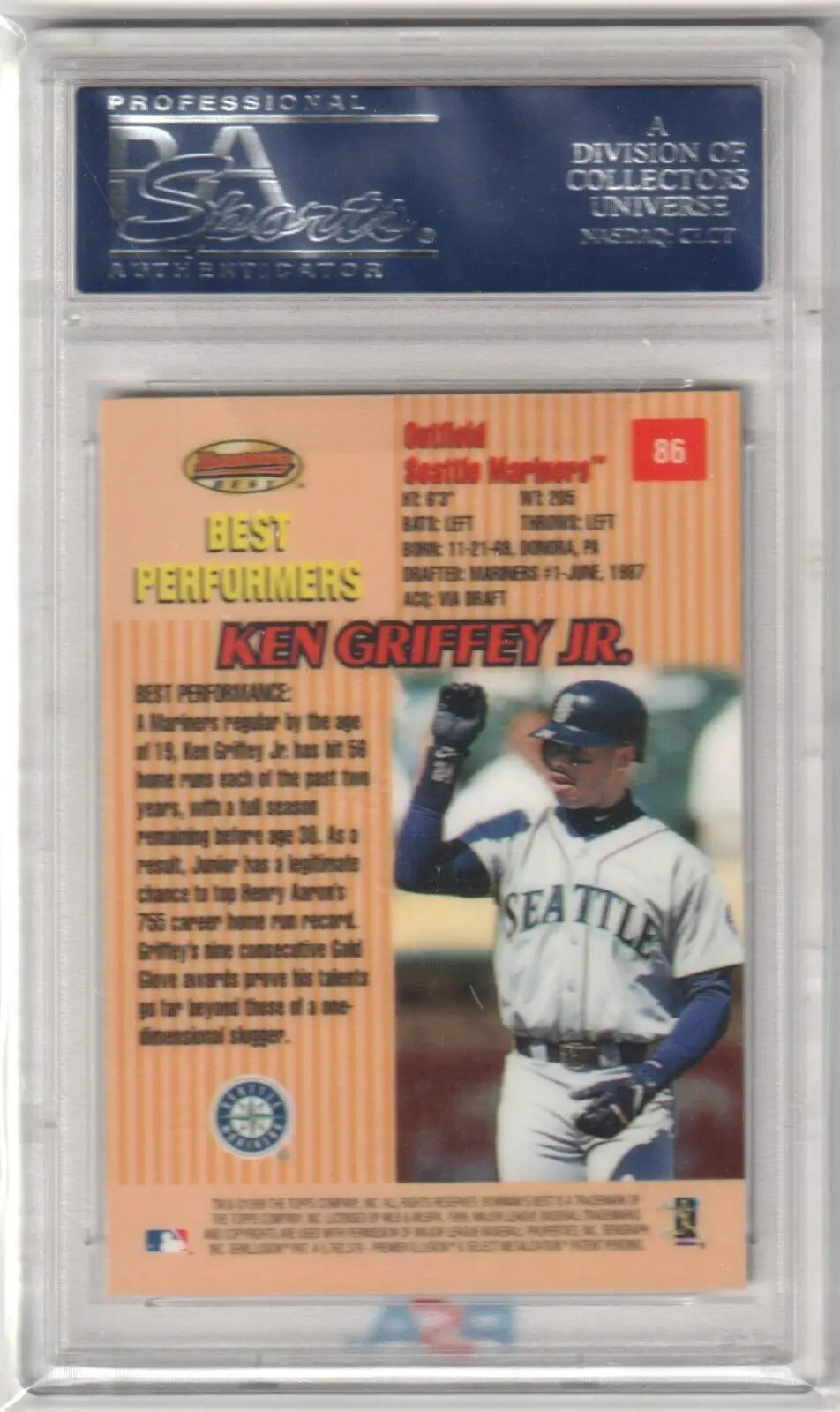 Ken Griffey Jr 1999 Bowman’s Best PSA 10 GEM MINT baseball card in protective case