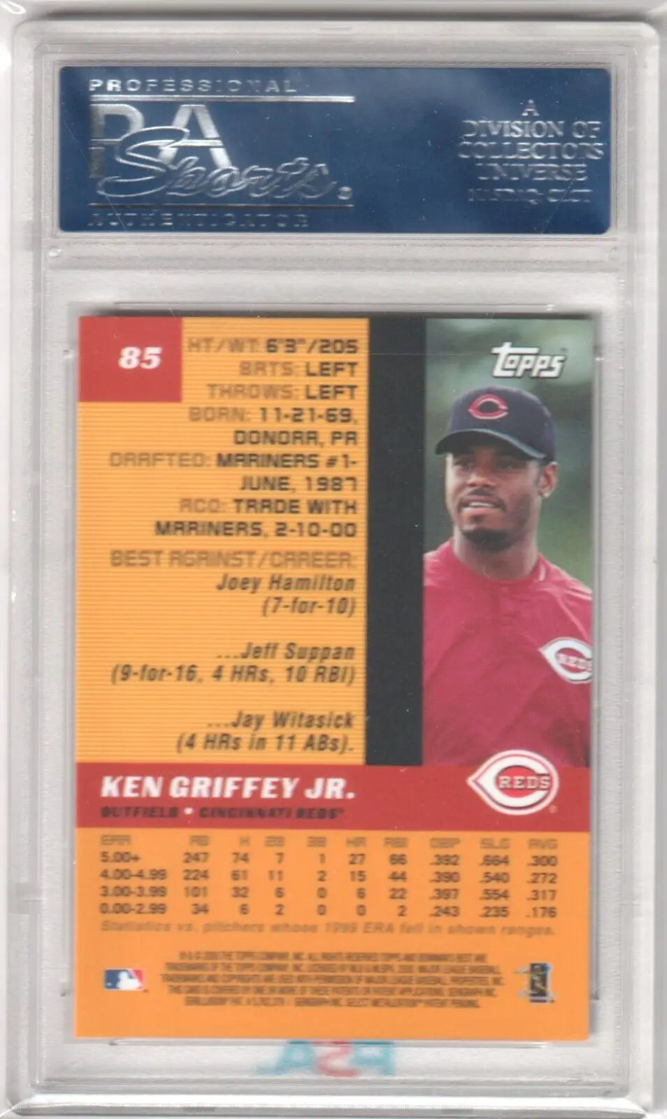 Ken Griffey Jr 2000 Bowman’s Best #85 PSA 10 Gem Mint Cincinnati Reds single card in case