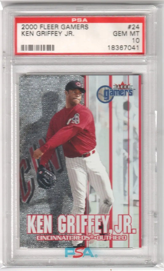 PSA-graded Ken Griffey Jr 2000 Fleer Gamers #24 single card in red uniform, Columbia Hobby