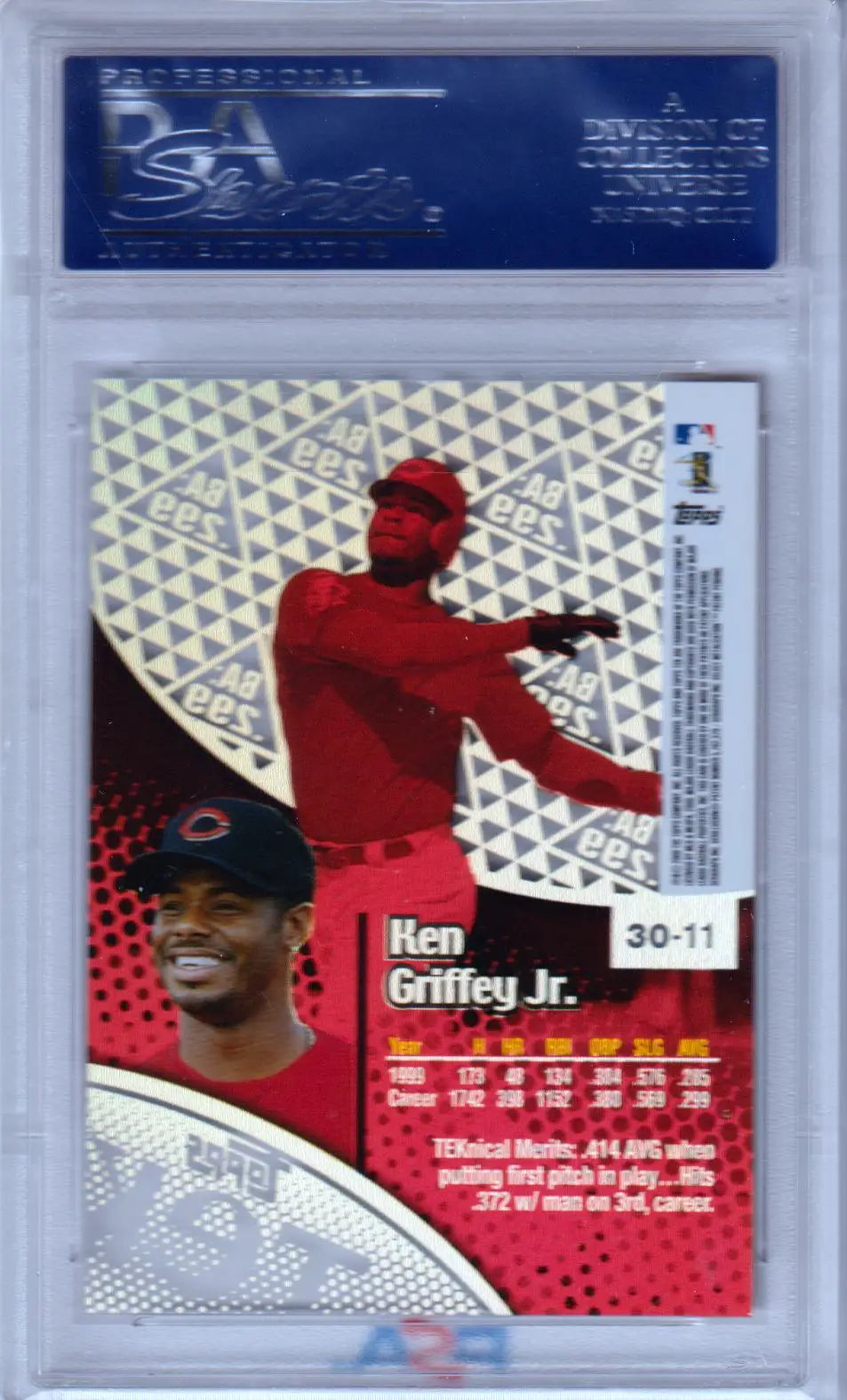 Ken Griffey Jr. 2000 Topps Tek trading card in protective case, PSA 10 GEM MINT