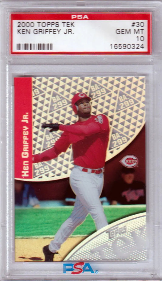 Ken Griffey Jr. 2000 Topps Tek baseball card in PSA 10 GEM MINT holder for Reds