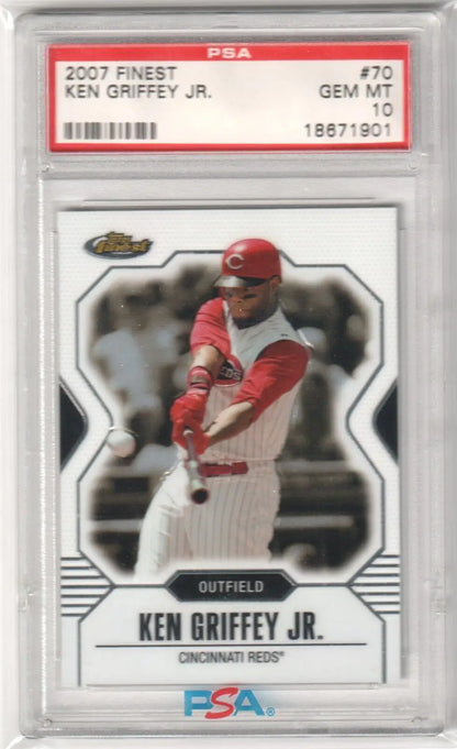 PSA-graded 2007 Finest Ken Griffey Jr baseball card for single cards at Columbia Hobby