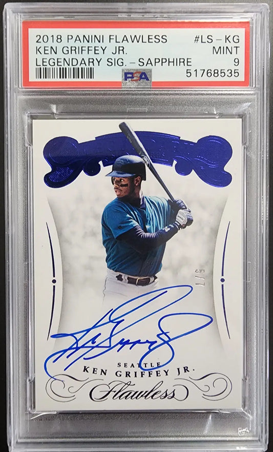 PSA-graded 2018 Panini Flawless Legendary Signatures Sapphire Ken Griffey Jr. card