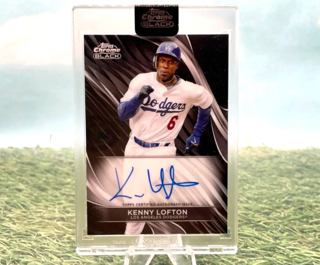 Kenny Lofton autographed baseball card from 2024 Topps Chrome Black Los Angeles Dodgers