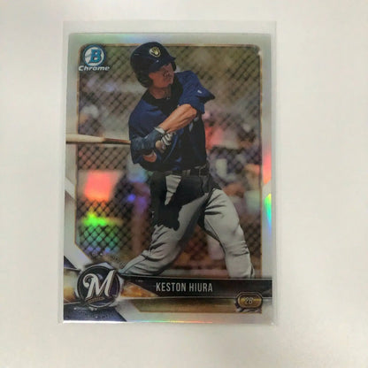 Keston Hiura 2018 Bowman Chrome Refractor Milwaukee Brewers MLB Baseball Card