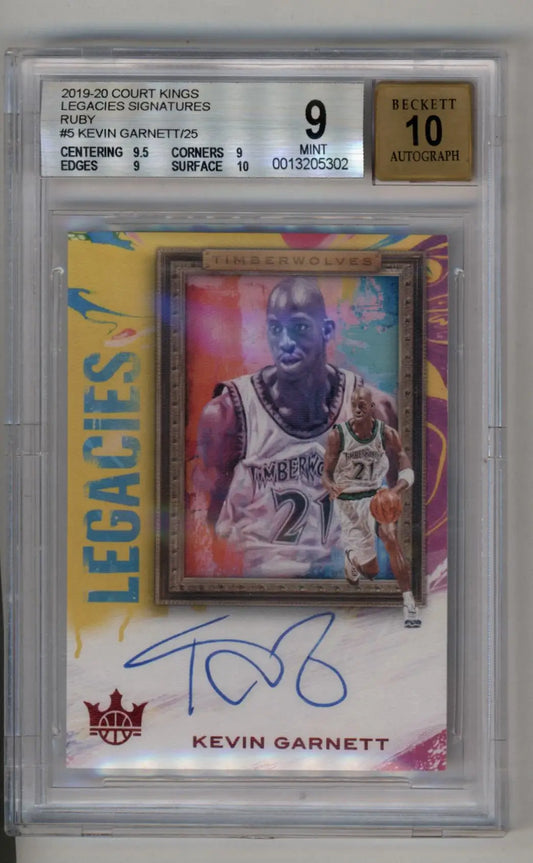 Graded BGS 9 Kevin Garnett Court Kings Legacies Signatures Ruby autographed card