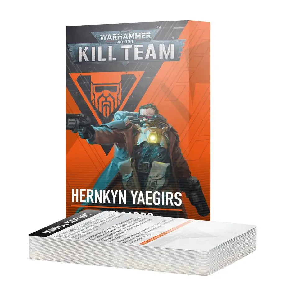 Kill Team Hernkyn Yaegirs Datacards featuring armored warrior on orange cover art