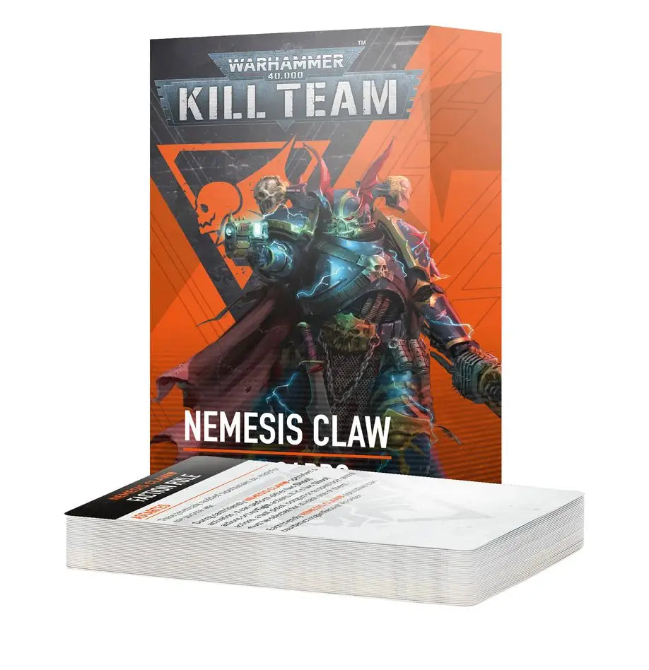 Kill Team Nemesis Claw Datacards box featuring armored warrior artwork and team selection