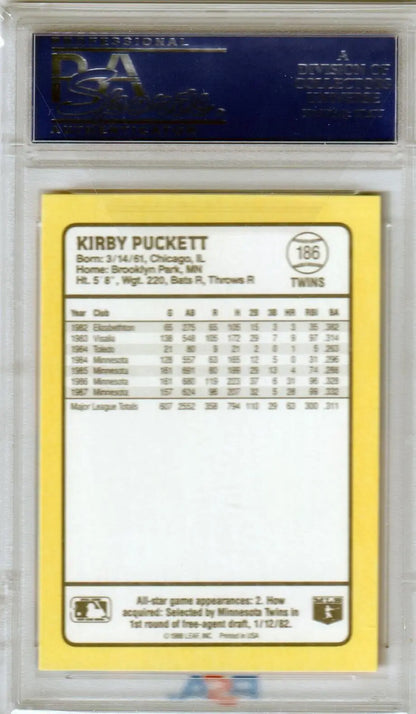 Kirby Puckett 1988 Donruss Baseball’s Best #186 PSA 10 GEM MINT single card in case