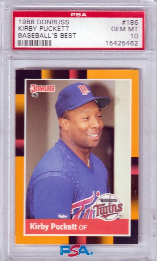 PSA 10 GEM MINT 1988 Donruss Kirby Puckett baseball card for single cards, free shipping