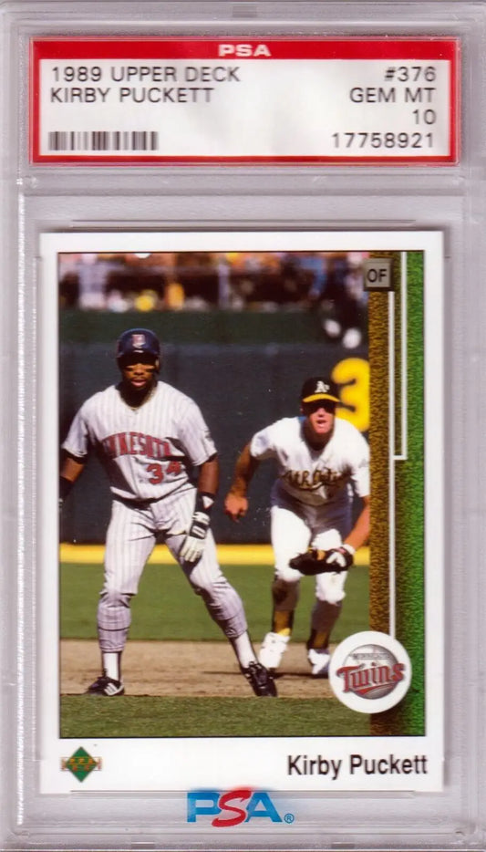 PSA-graded 1989 Upper Deck Kirby Puckett single card with Minnesota Twins action