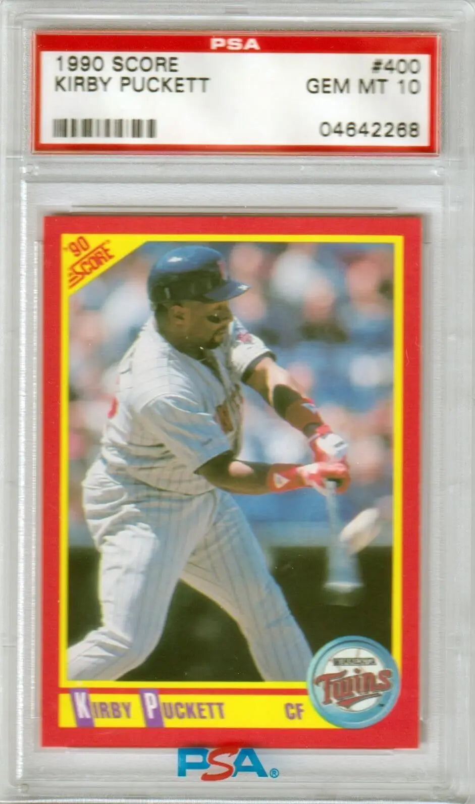 PSA-graded Kirby Puckett 1990 Score baseball card, Minnesota Twins, Box Free Shipping