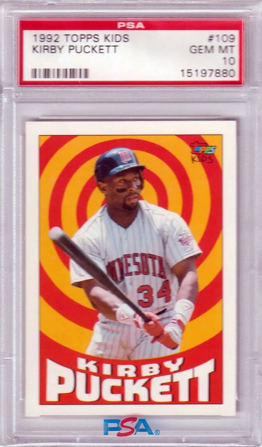 PSA 10 GEM MINT Kirby Puckett 1992 Topps Kids single card from Columbia Hobby with free shipping