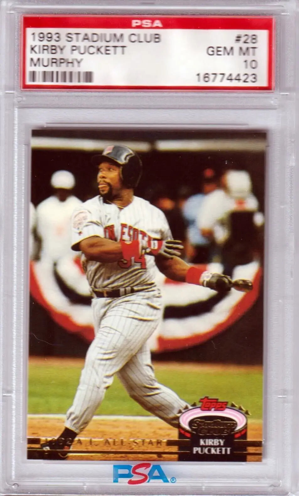 PSA-graded 1992 Stadium Club Kirby Puckett baseball card for single cards at Columbia Hobby