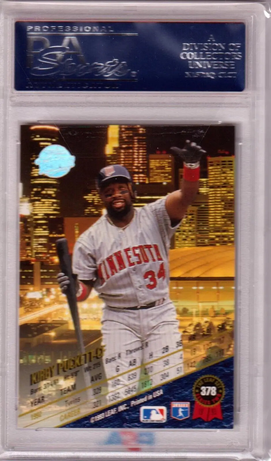 Kirby Puckett 1993 Leaf #378 PSA 10 GEM MINT baseball card in protective case