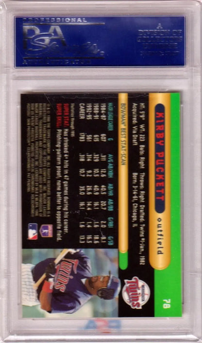 Kirby Puckett 1996 Bowman’s Best #78 PSA 10 GEM MINT single card in protective holder