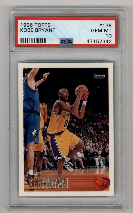 Kobe Bryant 1996-97 Topps #138 Rookie PSA 10 Gem Mint basketball card image