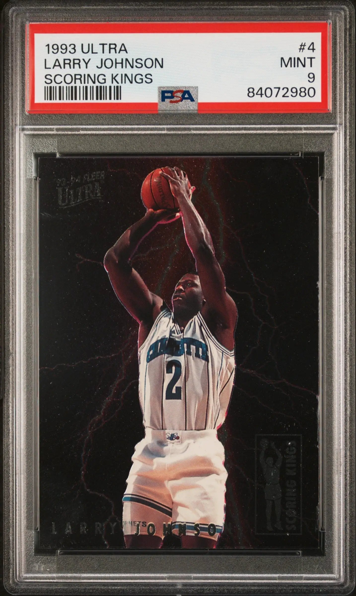 PSA-graded Larry Johnson 1993 Fleer Ultra Scoring Kings basketball card in shooting motion