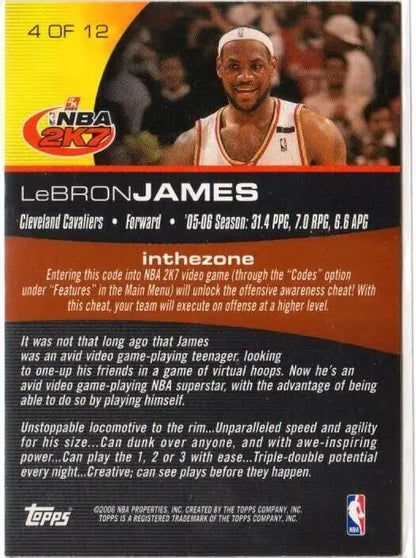 LeBron James 2006-07 Topps 2K7 All-Stars NBA Card #4 Cleveland Cavaliers trading card