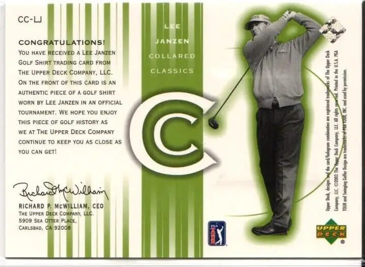 Golf trading card featuring a silhouetted golfer from Upper Deck Golf Collared Classics