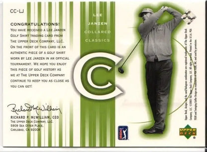 Golf trading card featuring a silhouetted golfer from Upper Deck Golf Collared Classics