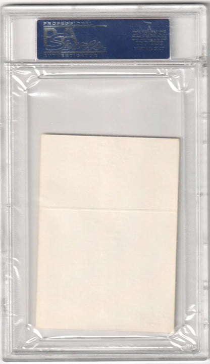 Clear plastic PSA/DNA case with blank off-white card in LEE MAY 1967 trading cards display