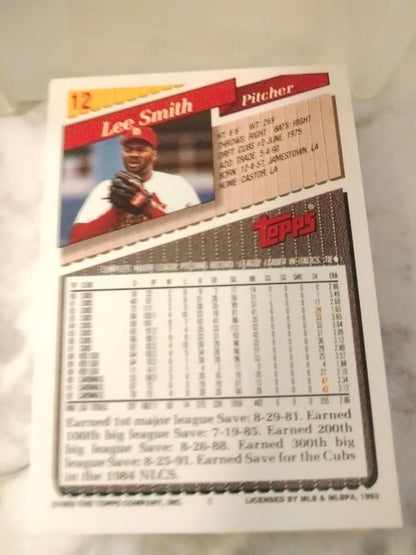 Lee Smith 1993 Topps #12 Cardinals baseball card for sports trading collectors