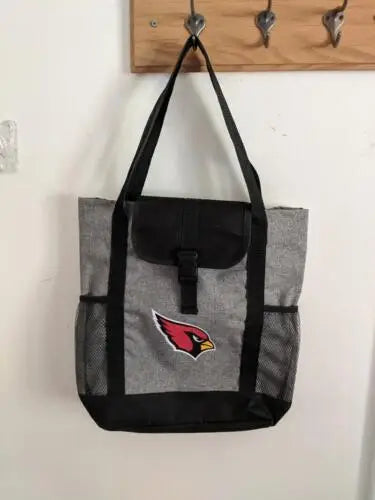 Gray tote bag featuring Arizona Cardinals NFL logo for football enthusiasts