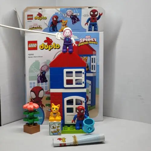 LEGO DUPLO Spider-Man’s House playset with red and blue blocks from Marvel Spidey