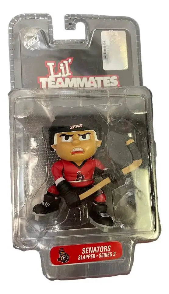 Packaged Lil Teammates toy figurine of a hockey player in red uniform with stick