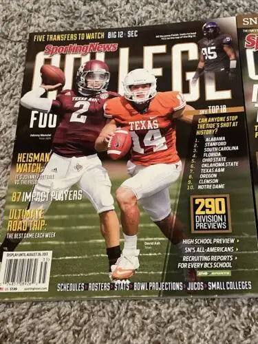 Lot of 3 Sporting News Football Magazines featuring Johnny Manziel sports memorabilia