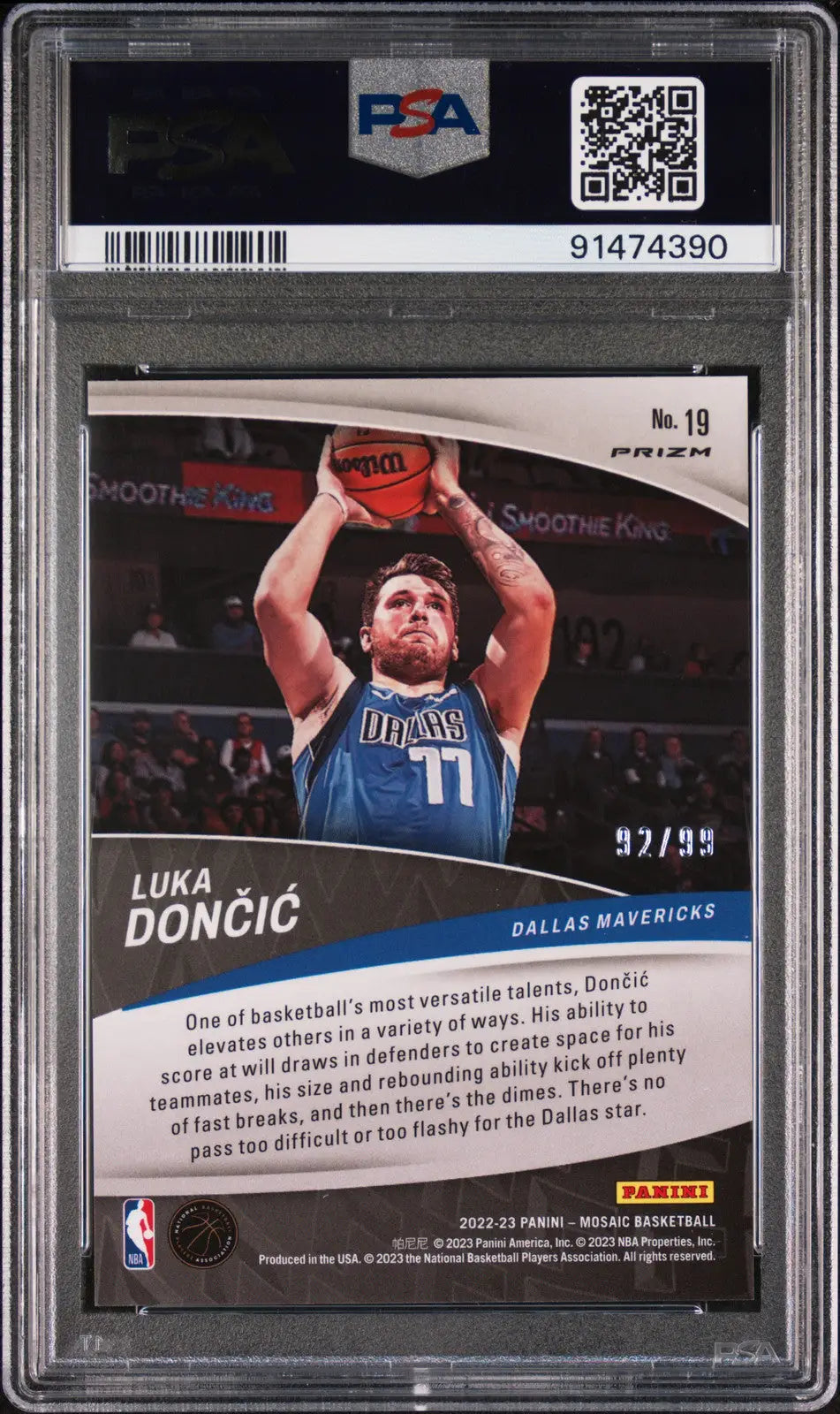 Graded Luka Dončić Panini Mosaic Elevate Reactive Yellow PSA 10 GEM card at Columbia Hobby