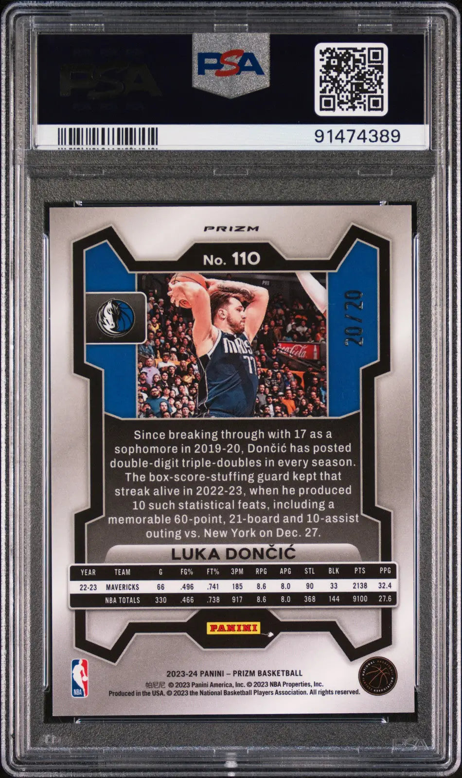 Graded Luka Dončić 2023 Panini Prizm Bronze Fast Break PSA 10 card from Columbia Hobby