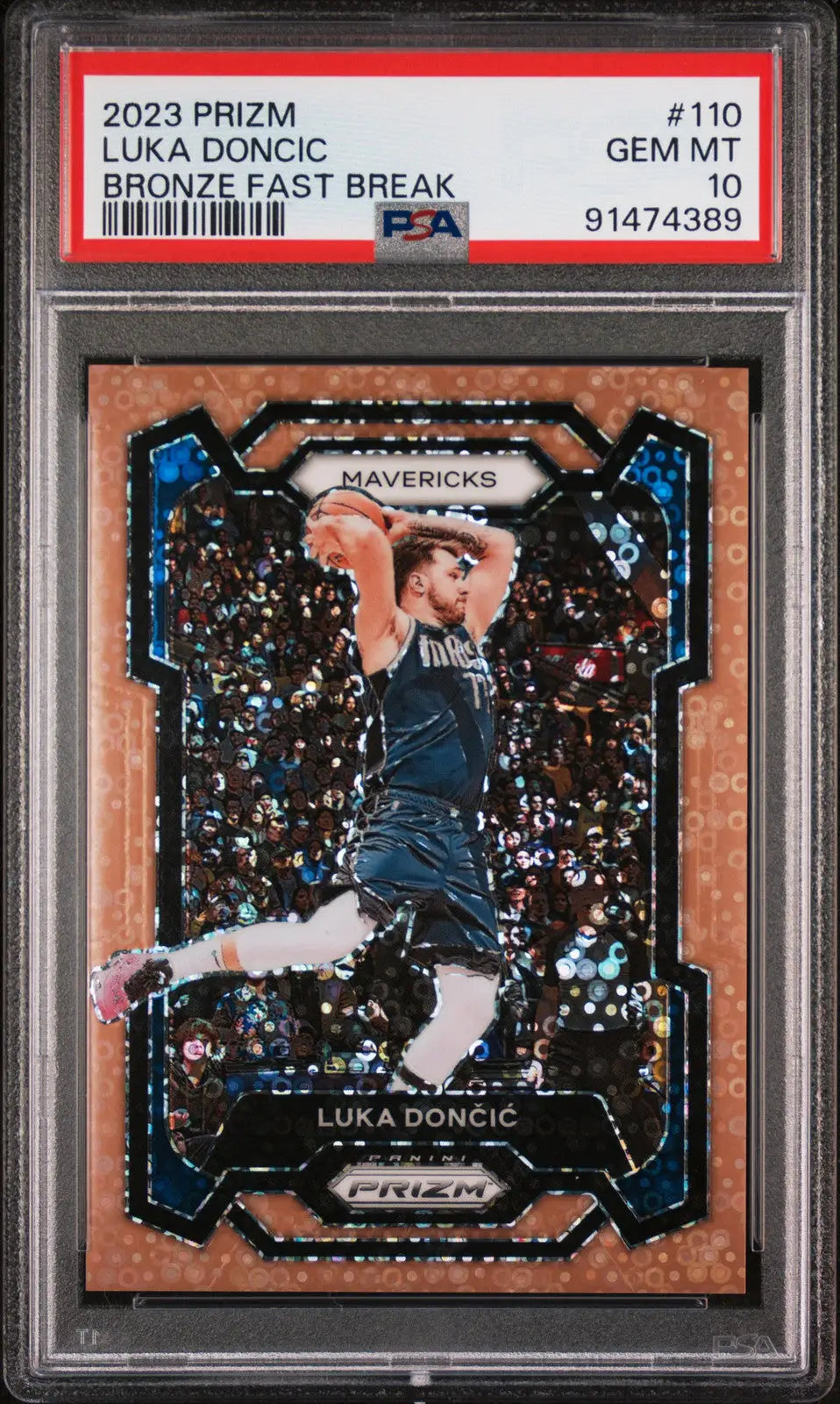 Graded Luka Doncic 2023 Panini Prizm Bronze Fast Break PSA 10 for Columbia Hobby fans