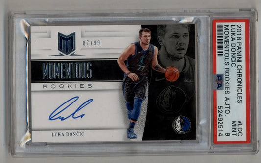 PSA-graded Luka Doncic 2018-19 Chronicles Momentous Rookie Auto basketball card