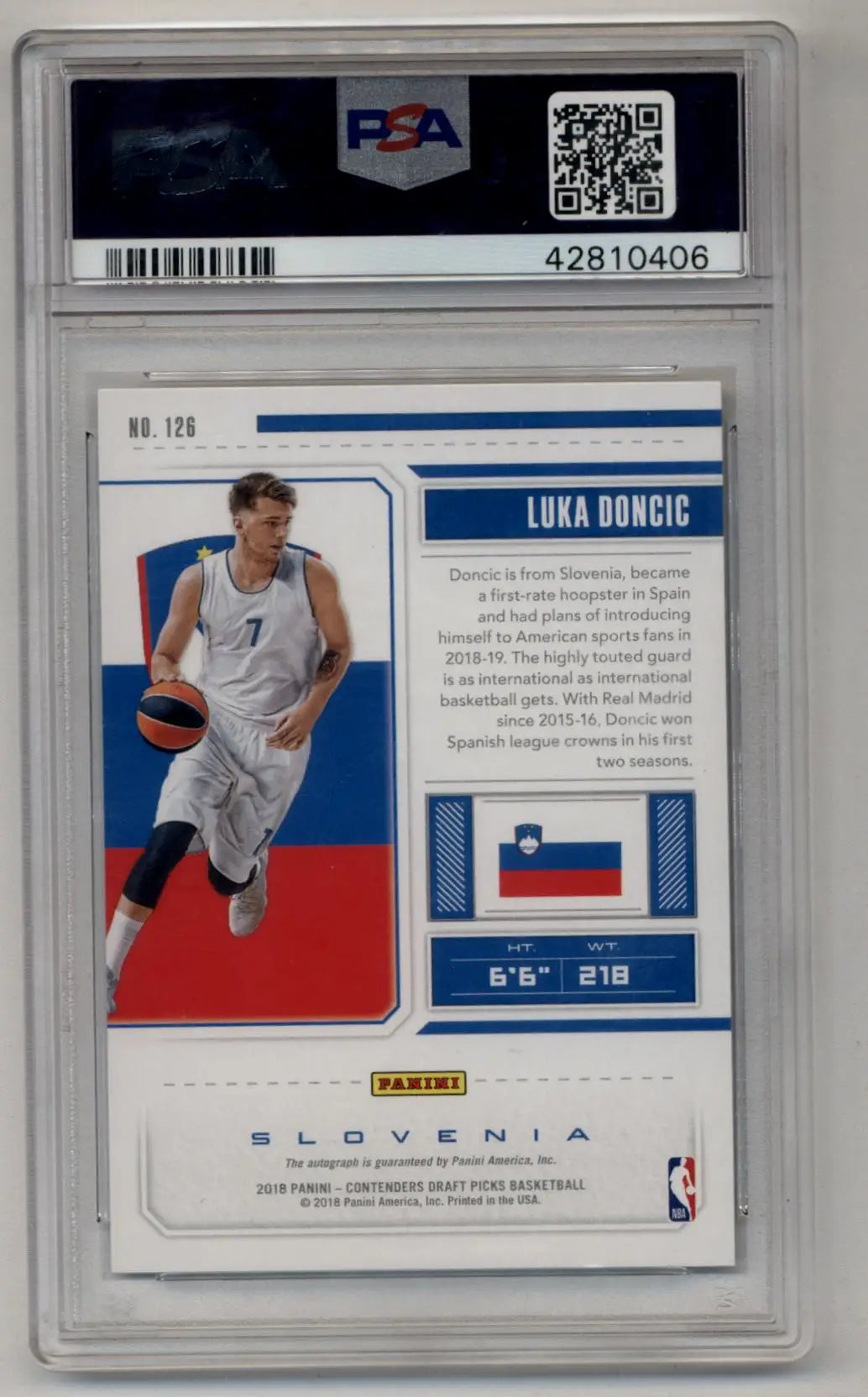 PSA-graded Luka Doncic 2018-19 Contenders Draft Picks Auto Draft Ticket 38/99 card