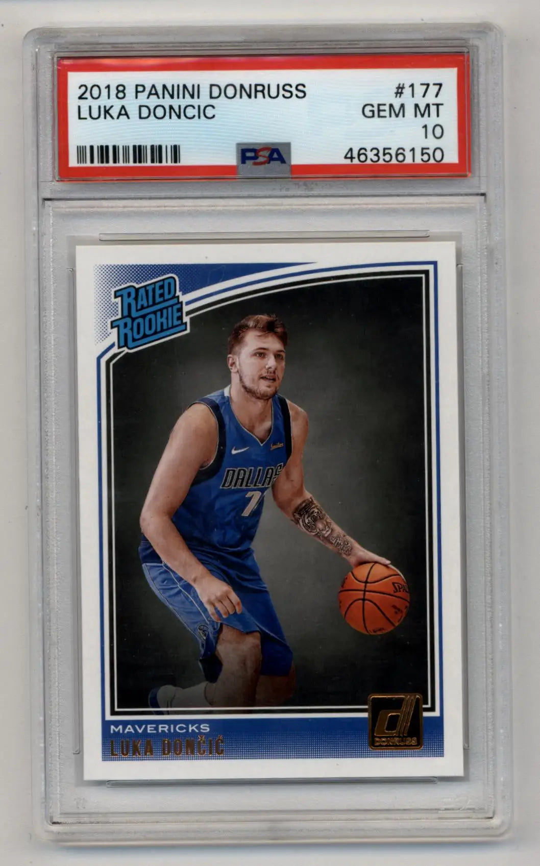 Luka Doncic 2018 Donruss Rookie Card PSA 10 Gem Mint in Mavericks Blue Uniform