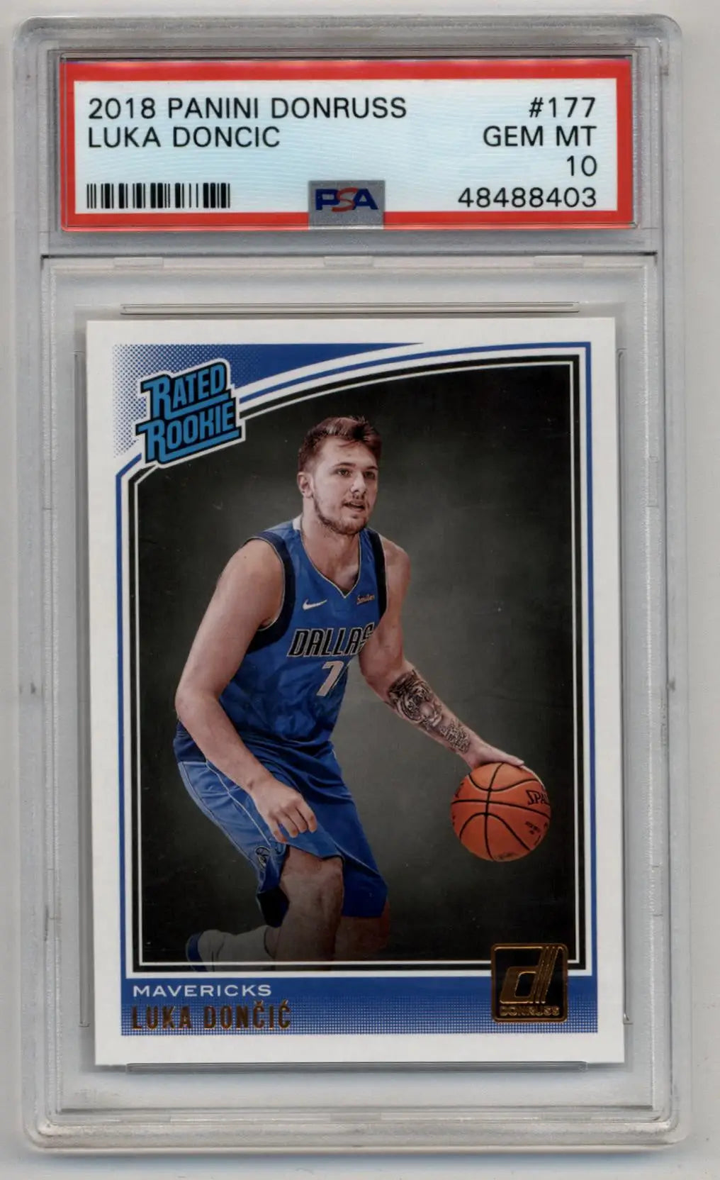 Luka Doncic 2018-19 Donruss Rookie #177 PSA 10 Gem Mint in a protective case