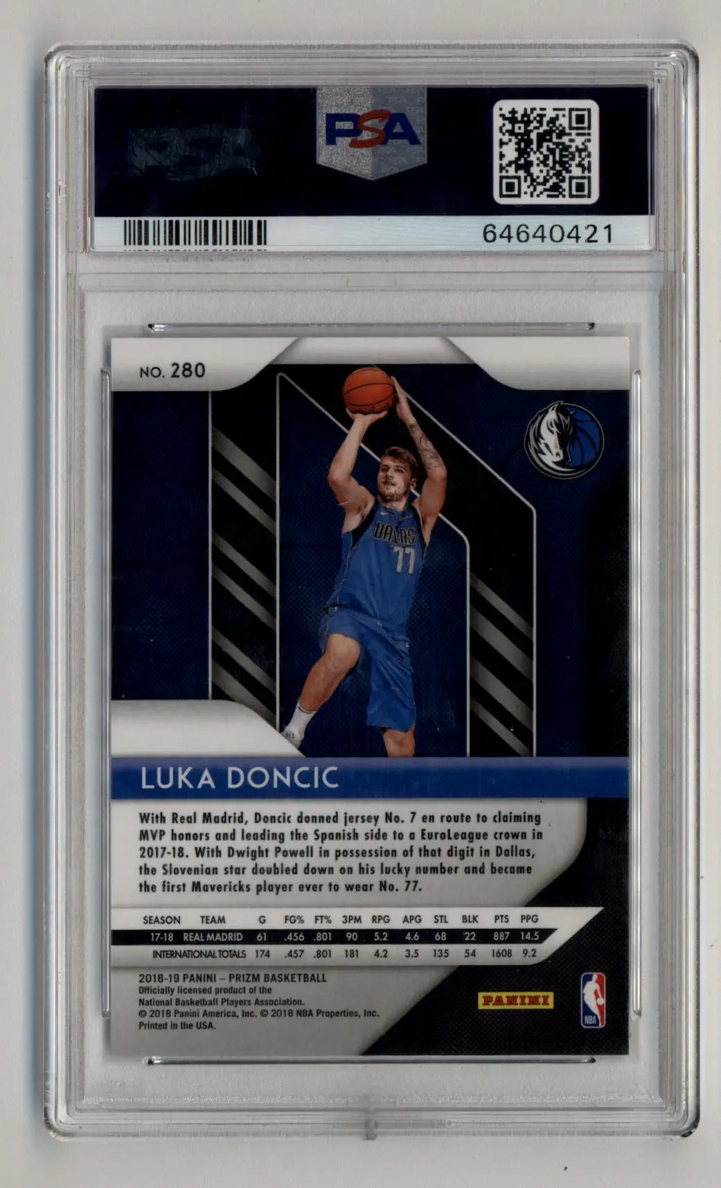 Luka Doncic 2018-19 Prizm Rookie #280 PSA 10 Gem Mint basketball trading card