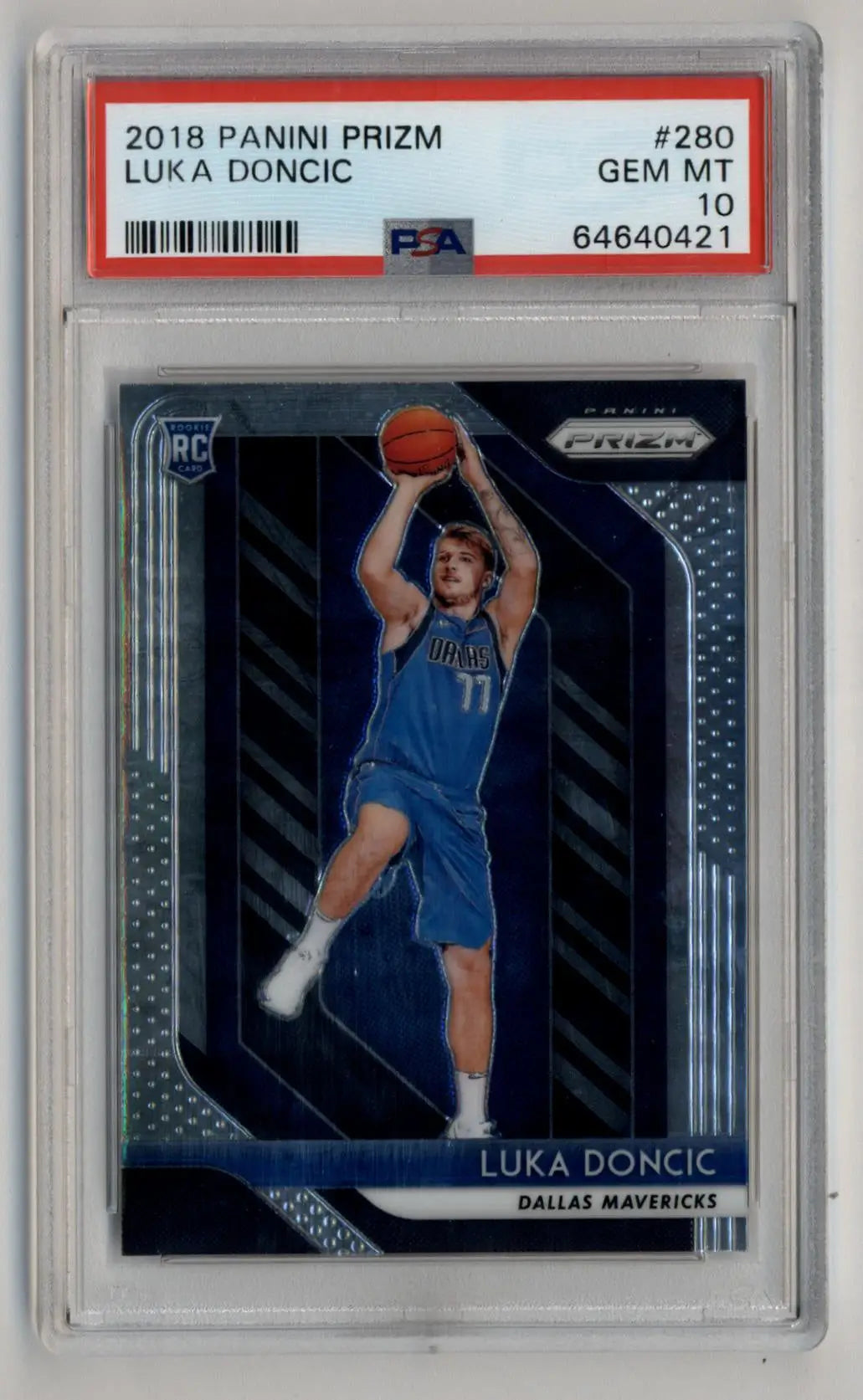 PSA-graded 2018 Panini Prizm Luka Doncic rookie card in gem mint condition