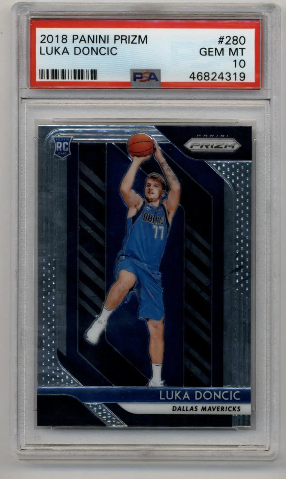 Luka Doncic 2018-19 Prizm Rookie #280 PSA 10 Gem Mint basketball card shooting display