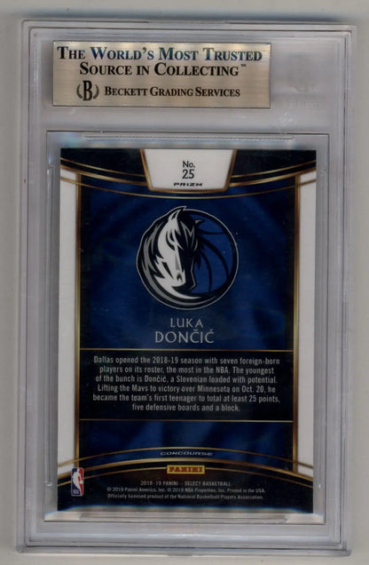 BGS-graded Luka Doncic 2018-19 Select Tri Color #25 basketball trading card design