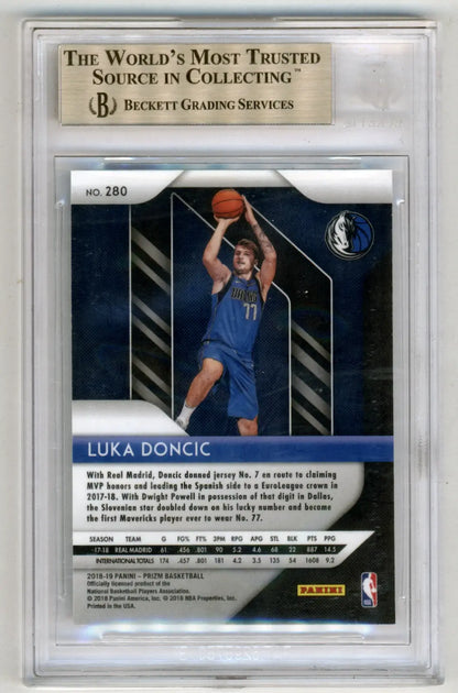 BGS-graded Luka Doncic 2018 Panini Prizm #280 Gem Mint basketball card shooting