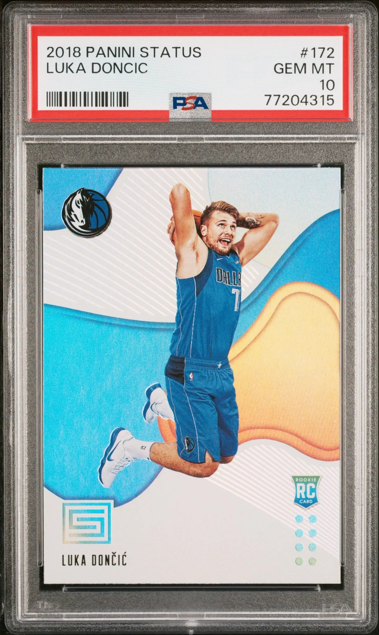 PSA-graded Luka Doncic 2018 Panini Status #172 card in Gem Mint condition