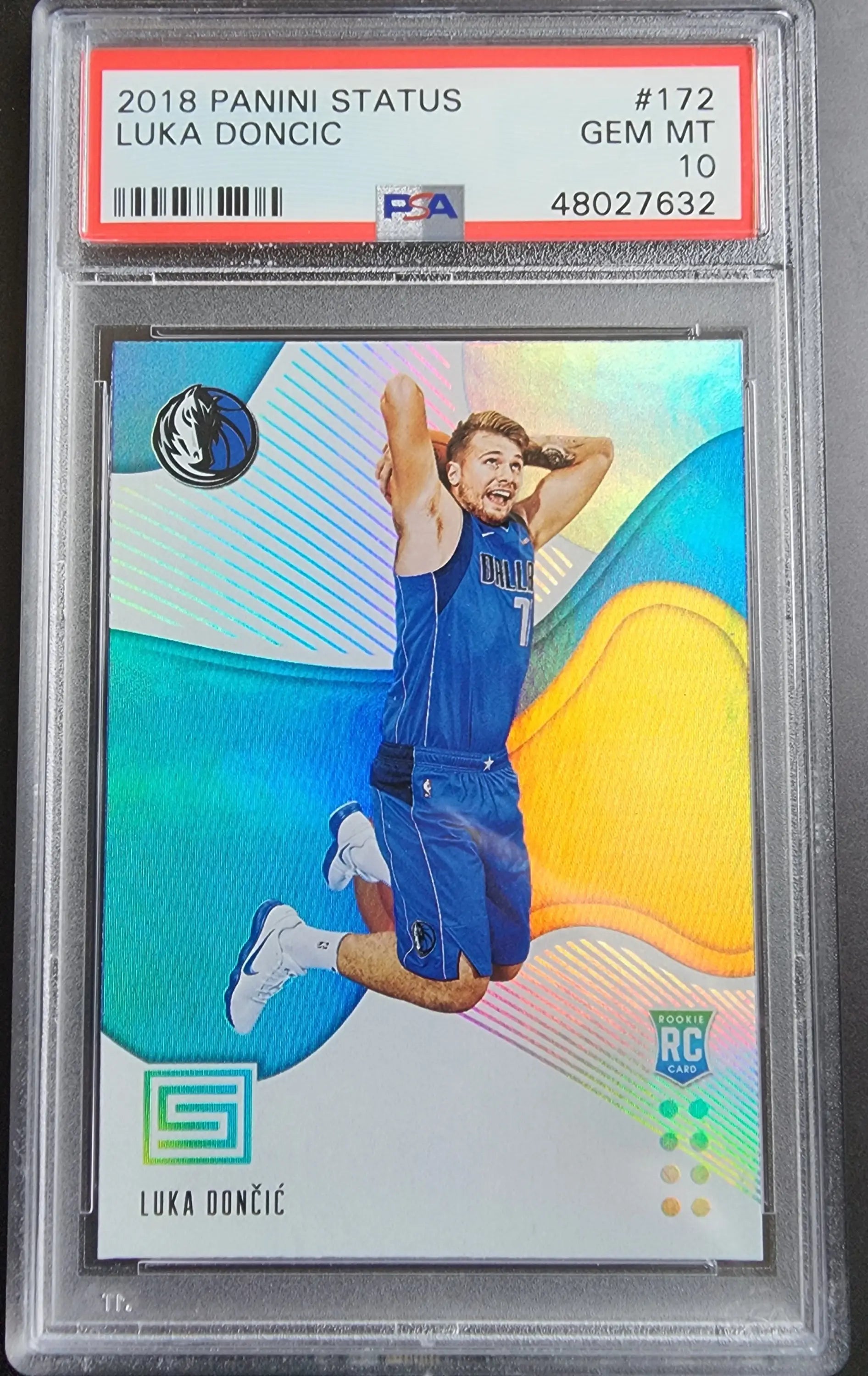 Luka Doncic 2018 Panini Status rookie card PSA 10 Gem Mint in protective case